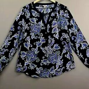 Floral Black and Blue Paisley Women's Top